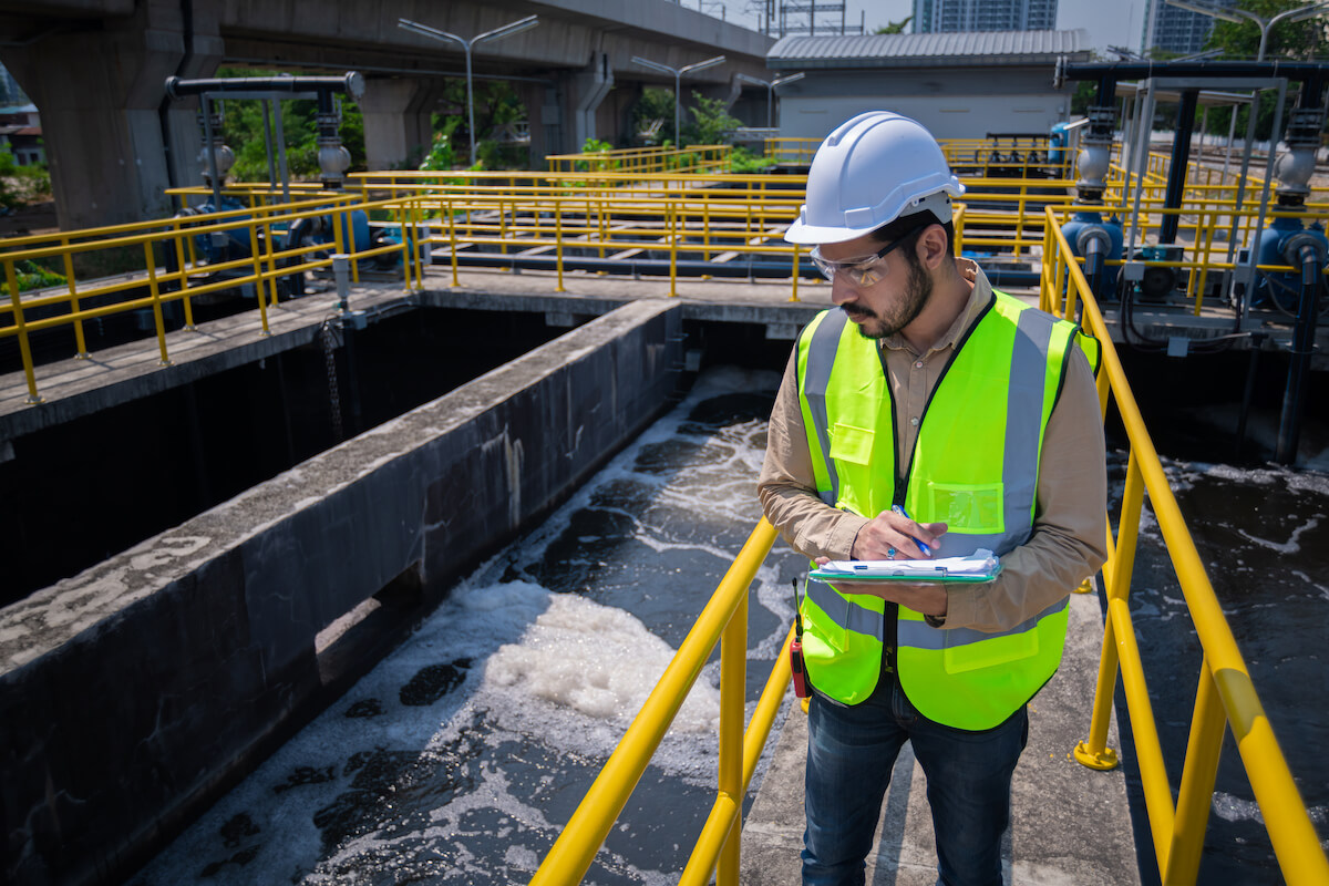 An engineer working at a water treatment facility