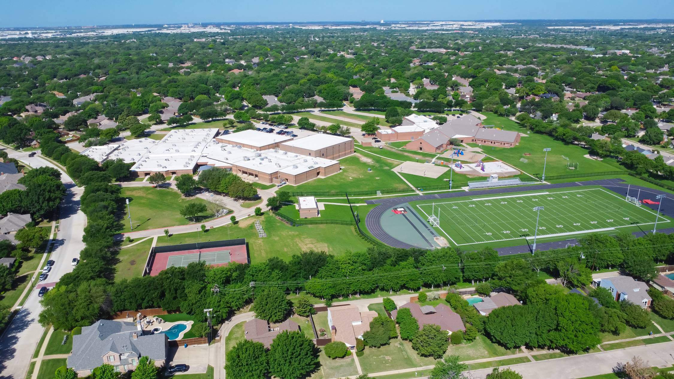 Aerial photo of school