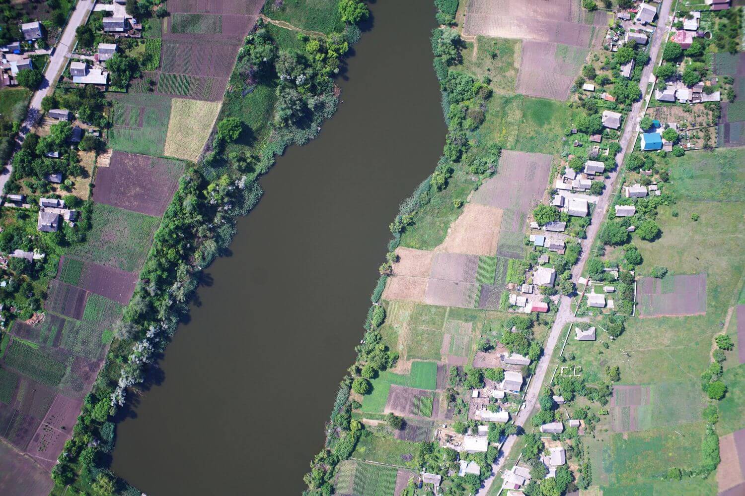 River coastline observation overhead view